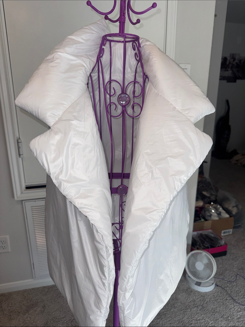 Norma Kamali White Oversized Puffer Vest with Sculpted Collar